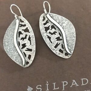 Silpada Leaf Sterling Silver Satin and Oxidized Earrings W1979